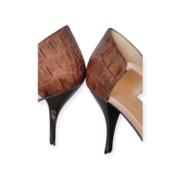 Zara heels shoes open toe Size 38 US 7.5 brown beige strappy - Picture 4 of 4